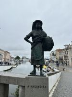 Brücke in Aveiro mit Salinenarbeiterin