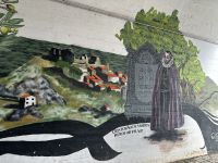 Wandmalerei an einer Brücke in Barca de Alva