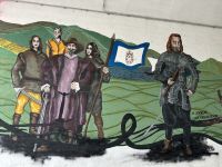 Wandmalerei an einer Brücke in Barca de Alva