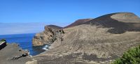 Insel Faial, Capelinhos, Blick zum neuen Land