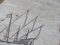 Bodenmalerei im Hafen von Lissabon