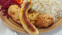 Degenfisch mit Banane, Spezialität in Madeira, Porto Moniz
