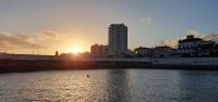 Sonnenuntergang am Hafen