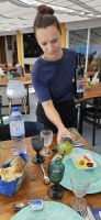 gutes Essen und Wein haben geschmeckt