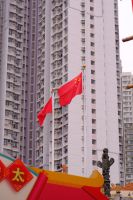Hongkonger Flagge und Chinesische Flagge