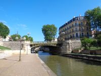 Pont Voltaire über Canal de la Robine, Narbonne, Frankreich
