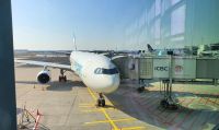 Unser Flugzeug der Lufthansa-Tochter Discover in Frankfurt