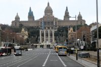 Blick zum Font Mágica und dem Nationalmuseum auf dem Montjuic