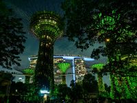 Supertrees und das berühmte Marina Bay Sands Hotel, Singapur