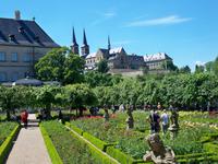 Blick vom Rosengarten zum Kloster Michaelsberg, Bamberg