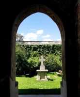 Blick in den Klostergarten Moldovita