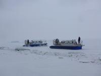 Russland, Baikalsee, Luftkissenboote
