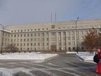 Russland, Baikalsee, Irkutsk, Kirow-Platz, Gebietsverwaltung im grauen Haus