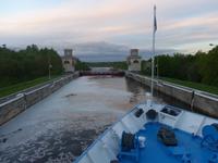 Rußland, Schleuse am Moskva- Wolga-Kanal