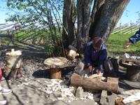 Rußland, Insel Kishi im Onega See, Schindelmacher