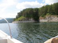 Motorbootfahrt auf dem Jenissei