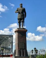 Novosibirsk: Denkmal für Zar Alexander III, Erbauer der Transsib am Ufer des Ob'