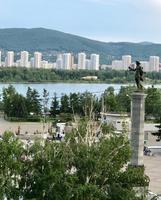 Krasnojarsk: Auf dem Zentralplatz, Blick auf den Enisej