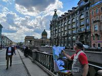 Kunstmaler auf dem Groboedow-Kanal