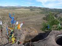Russland, Burjatien, Blick vom Aussichtsfelsen auf die Strasse