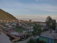 Russland, Listvjanka bei untergehender Sonne