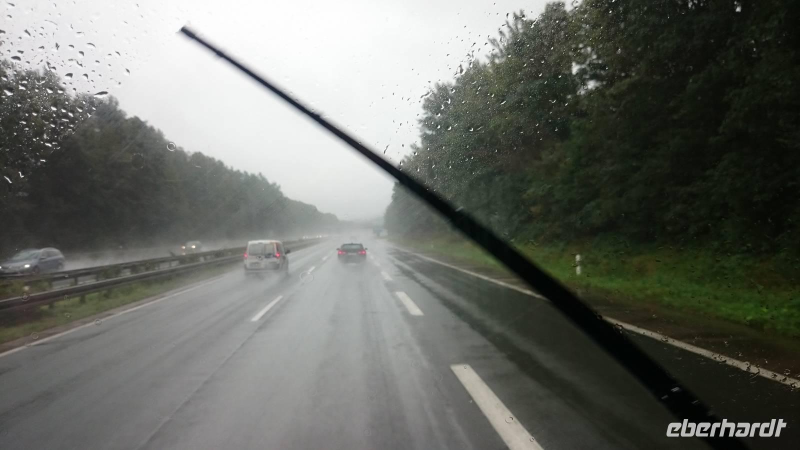 Regen bei der Rückkehr in Deutschland