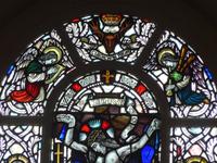 Garnisonskapelle Fort George - Glasfenster mit dem dudelsackspielenden Engel