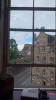 Blick aus The Elephant House zum Edinburgh Castle