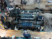 Webmaschine in Funktion in der alten Weberei nahe des Edinburgh Castle