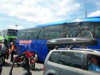 Unser Reisebus im Überseehafen Rostock 