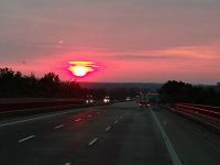 Sonnenaufgang während Fahrt nach Kiel