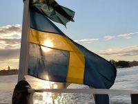Stockholm. Die schwedische Flagge