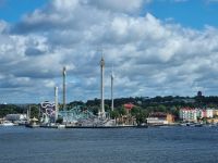 Blick von Södermalm zum Vergnügungspark Gröna Lund