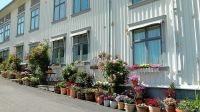 Holzhaus mit Blumen auf der Insel Marstrand
