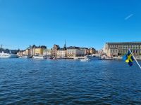 Blick von der Insel Skeppsholmen zur Altstadt Gamla Stan und dem Königlichen Schloss
