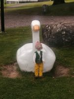 Nils Holgersson mit dem Gänserich Martin