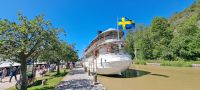 Göta Kanal - Söderköping - Warten auf die entgegenkommende Wilhelm Tham
