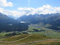 0203 Glacier-Bernina-Express- Auffahrt zum Mouttas Muragl - Blick auf St. Moritz und die Oberengadiner Seen