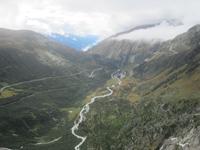 Blick auf die Passstraßen-Furka und Grimsel