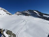 033 Silvester im Berner Oberland - Ausflug zum Jungfraujoch - Blick auf den Weg zur Mönchsjochhütte von der Sphinx