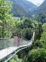 Glacier-Bernina-Reise, Fahrt zum Säntis - Stopp an der Hängebrücke in Bellwald