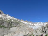 143 Fahrt auf der Furka-Pass- Strasse - Stopp am Hotel Belvedere - Blick zum Rhonegletscher
