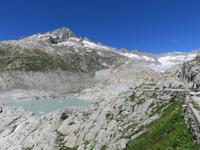 144 Fahrt auf der Furka-Pass- Strasse - Stopp am Hotel Belvedere - Blick zum Rhonegletscher