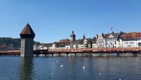Luzern (Blick von der Seebrücke zur Kapellbrücke)