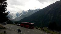 Bernina-Express,mit dem Bus fahren wir die Strecke zurück mit einigen Fotostopps, Morteratschgletscher
