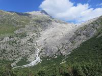 Fahrt mit der Furka-Dampfbahn - Blick zum Rhone-Gletscher