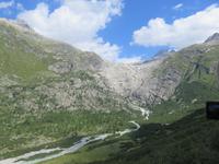 Fahrt mit der Furka-Dampfbahn - Blick zum Rhone-Gletscher