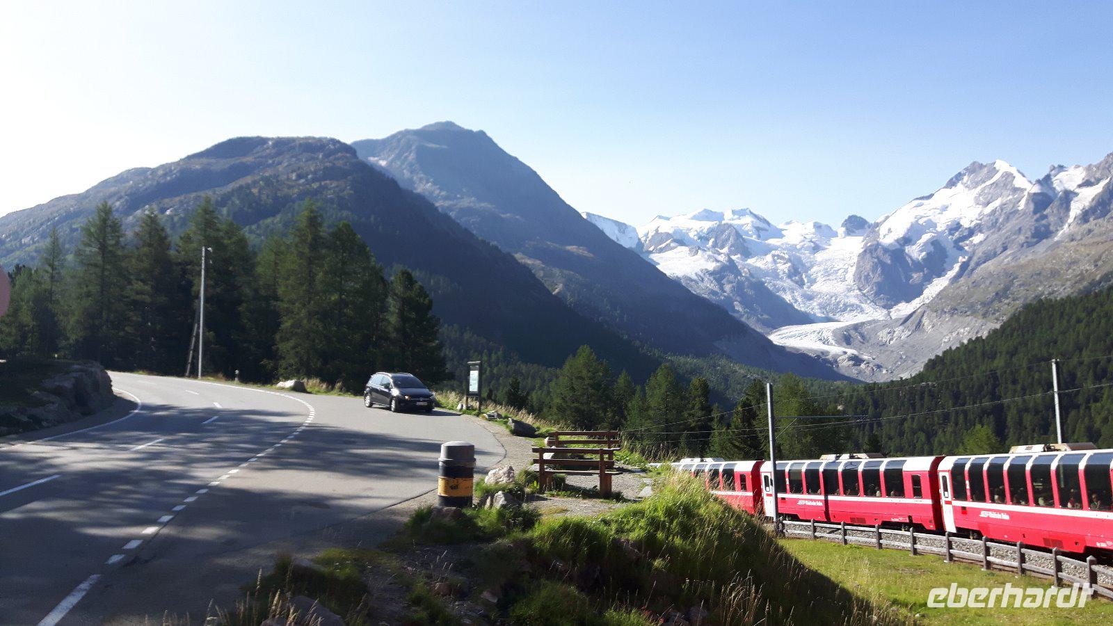 Fahrt mit dem Bernina-Express (Morteratsch-Gletscher)