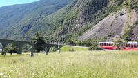 Fahrt mit dem Bernina-Express (Kreisviadukt von Brusio)