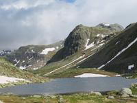 Fahrt über den Flüelapass - See auf der Passhöhe